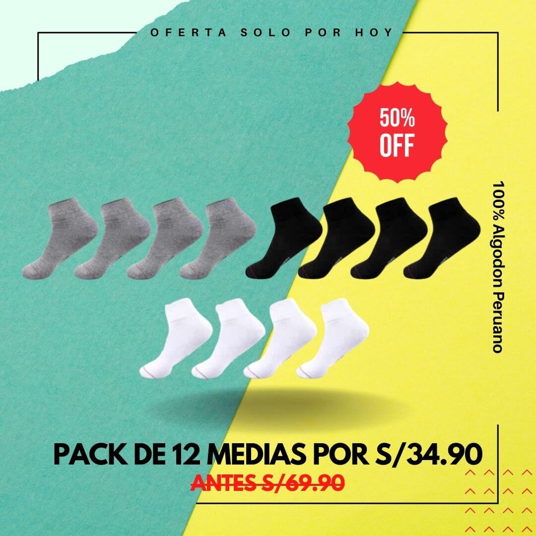 !!!OFERTA POR TU COMPRA!!! 1 DOCENA DE MEDIAS 100% ALGODON PARA HOMBRES O MUJERES