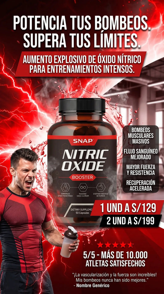 Óxido Nítrico™ – Cápsulas de Óxido Nítrico con Huanarpo para Energía, Potencia y Rendimiento , Fórmula Avanzada Natural (120 Cápsulas) – SuperHuman™