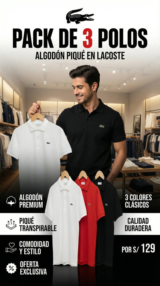 Pack Pique | Pack de 3 Polos 100% Algodon
